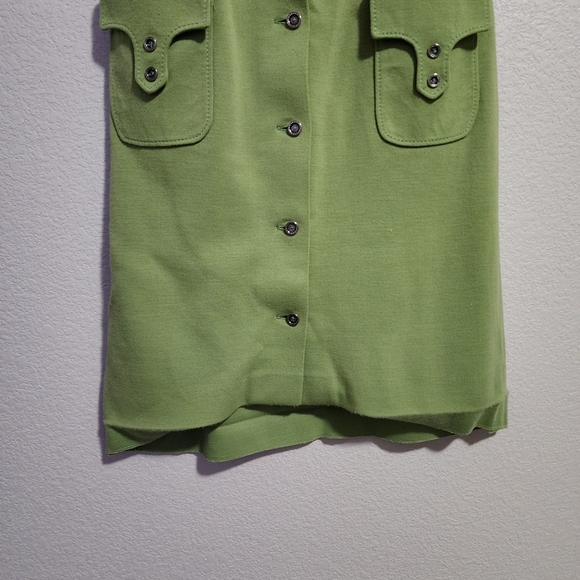 VINTAGE 60s mod brat green button front mini dress - Picture 12 of 13